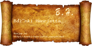 Bánki Henrietta névjegykártya